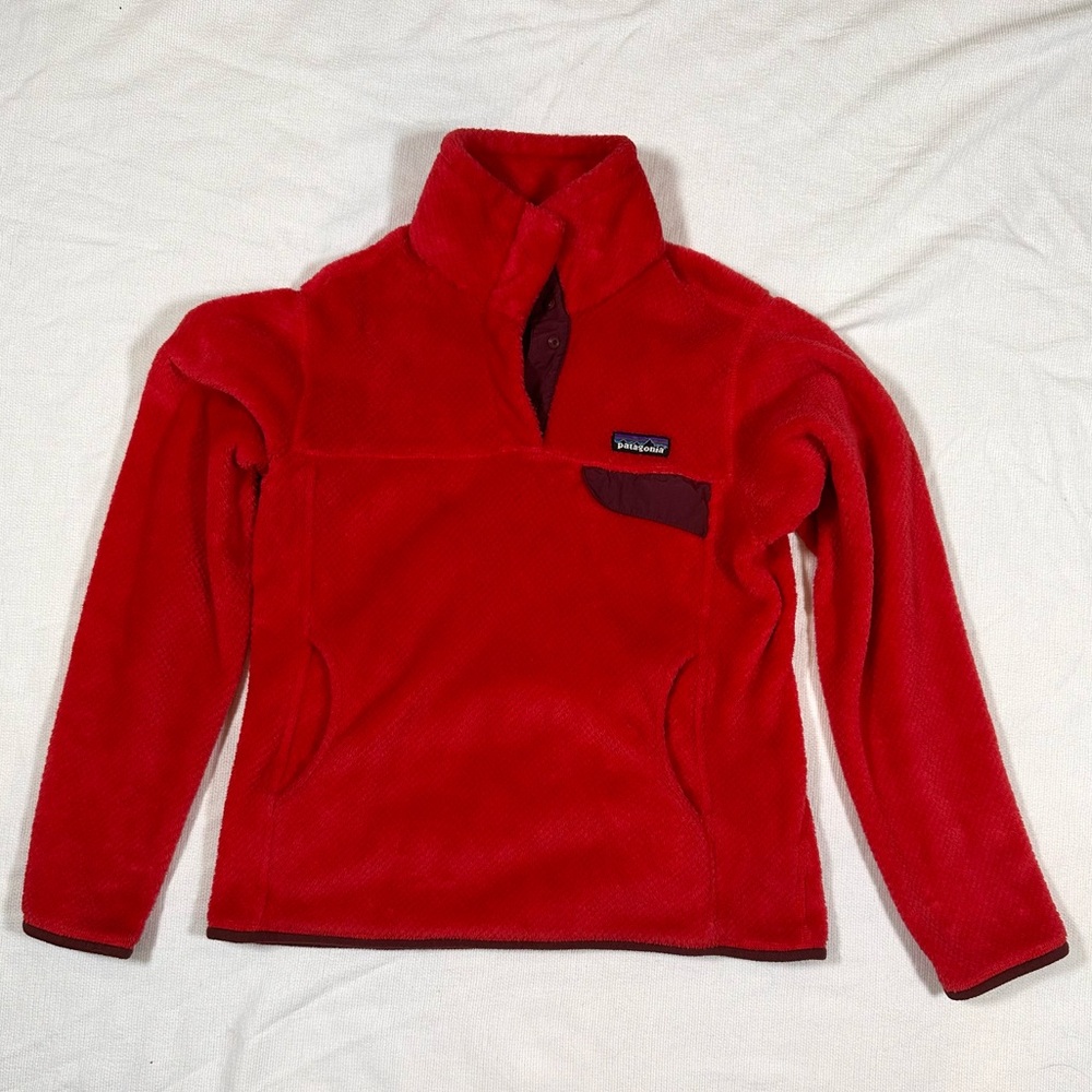 Patagonia Re-Tool Snap Fleece Pullover Red Burgundy Small Sweater